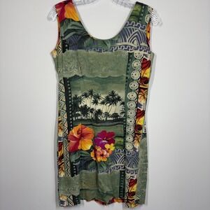 VTG Jams World Womens Mini Dress Size 9 Rayon Tropical Hawaiian Island Vacation